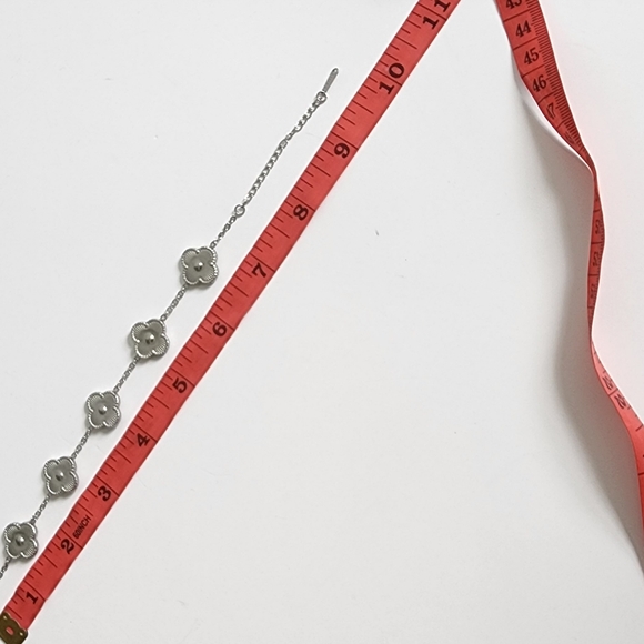 BRACELET SILVER STAINLESS STEEL CLOVER CHAIN NEW - Picture 5 of 10